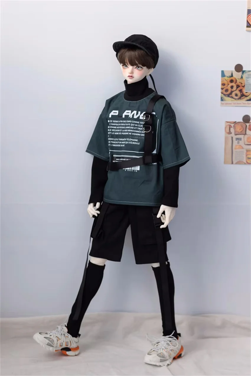 BJD Doll Clothes Red Blue Green Hip-hop Dance Set Daily Boys Girls Sweet Cool 1/4 1/6 1/3 ID75 Sports Shorts Doll Accessories