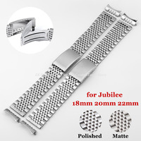Curved End Stainless Steel Watch Strap 18mm 20mm 22mm for Rolex for Jubilee Bracelet Steel Strap Folding Buckle Accessories