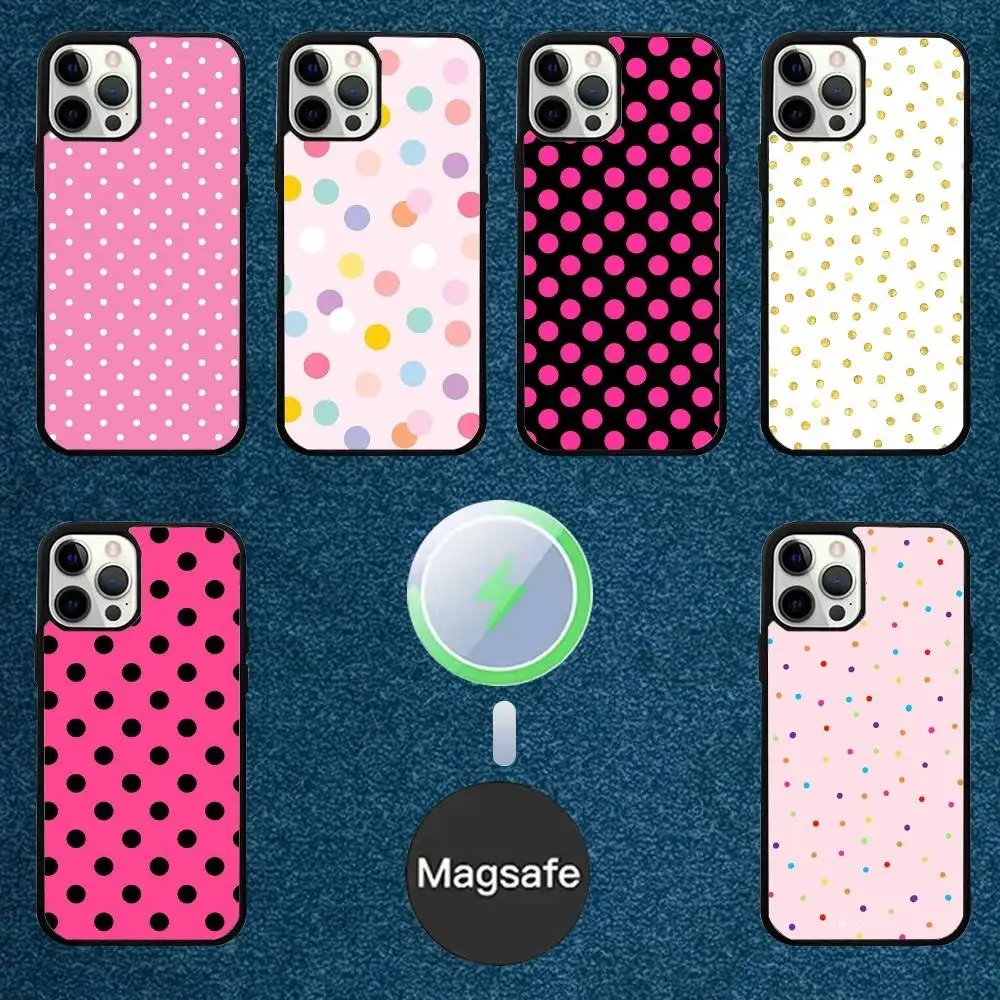 

Clear polka dot Phone Case For iPhone 16,15,14,13,12,11,Plus,Pro,Max Mini Magsafe Magnetic Wireless Charging