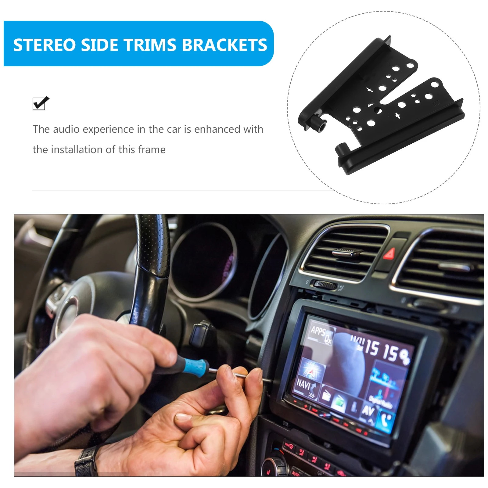 

Audio Frame Bracket Car Stereo Installation Kit Double Din Radio Dash Mounting Bezel Brackets