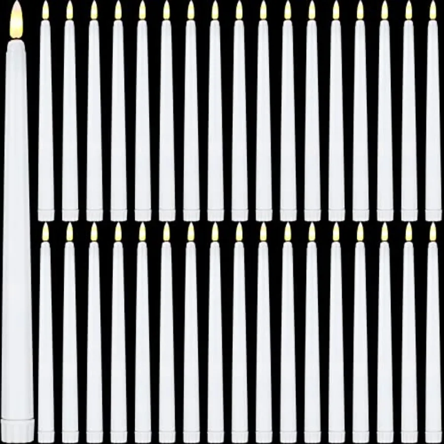 36 Pieces Flameless Taper Candles Battery Operated Bulk 11