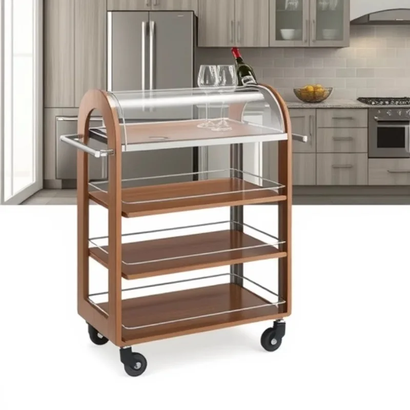 Mahogany Western Restaurant Three-layer West Point Car Mobile Cake Cart