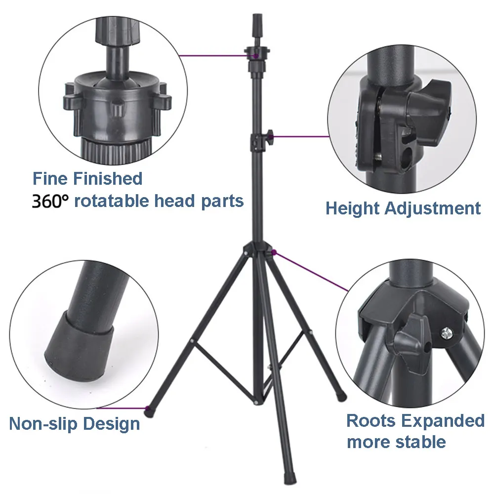 حامل رأس شعر مستعار قابل للتعديل للتدريب على تصفيف الشعر والتجميل 55 حامل رأس عارضة أزياء معدني، حامل ثلاثي القوائم مع ملحقات