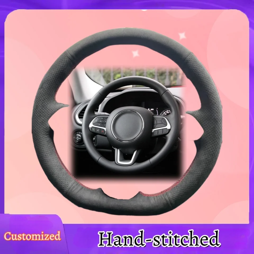 

Custom Hand-stitched Suede Leather Anti-slip Steering Wheel Cover For Jeep Renegade 2015 2016 -2019 Compass 2017 2018
