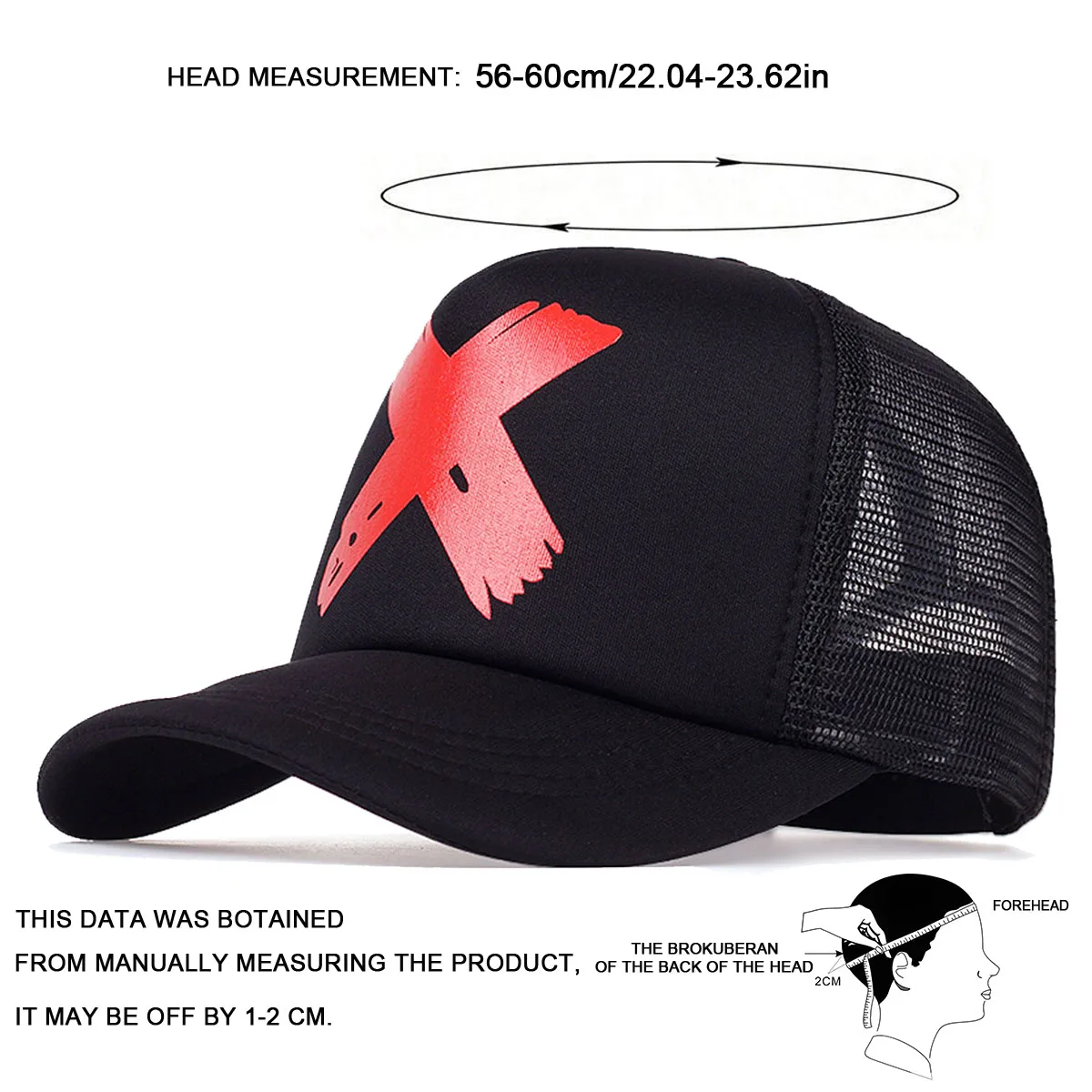 Unisex X Personality Printing Baseball Net Caps Spring and Summer Outdoor Adjustable Casual Hats Sunscreen Hat