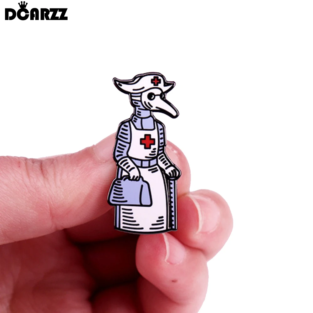 DCARZZ Creative Plague Doctor Brooch Medical Crow Nurse Enamel Pin Backpack Bag Lapel Badges Jewelry Accessories