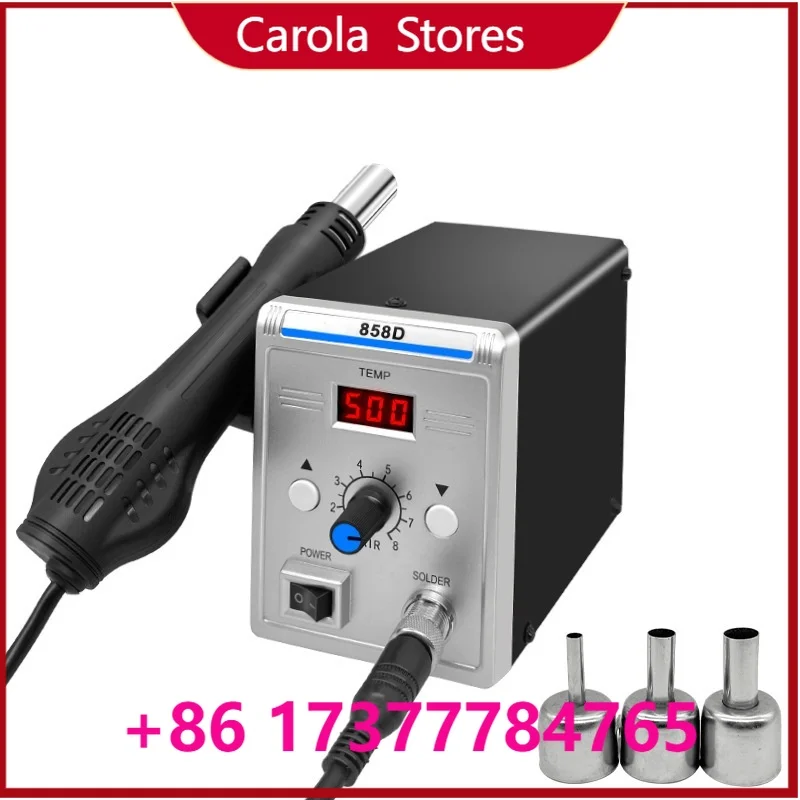 858D/8586 Digital Soldering Station, LED Display Hot Air with Adjus Temperature for Welding Work
