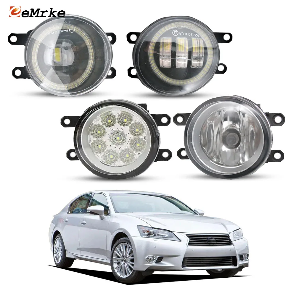 Pair LED Fog Lights For Lexus GS L10 GS250 GS350 GS300h GS450h 2013 2014 2015 or Halogen Fog Lamp PTF Add Angel Eyes DRL Halo