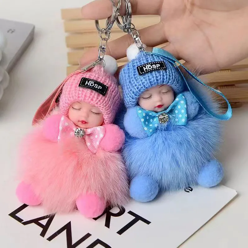 لطيف رقيق أفخم نعسان دمية المفاتيح للنساء الفتيات حقيبة سيارة مفتاح سلسلة Kawaii حلقة رئيسية على حقيبة سيارة حلية قلادة هدية