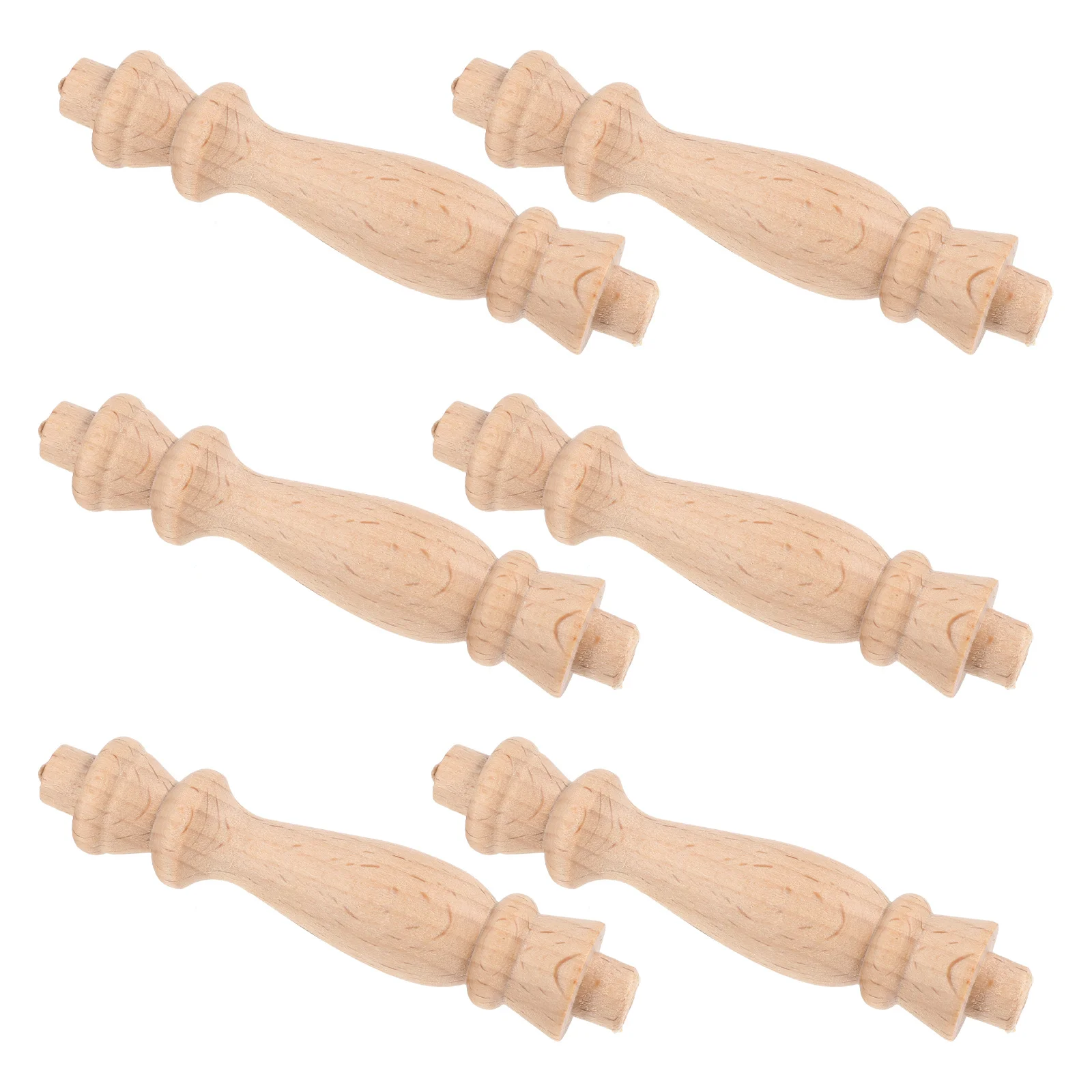 

6pcs Solid Wood Balusters Unfinished Stair Spindles For Diy Cabinet Repair Roman Column Pillars Home Decoration Craft Wood