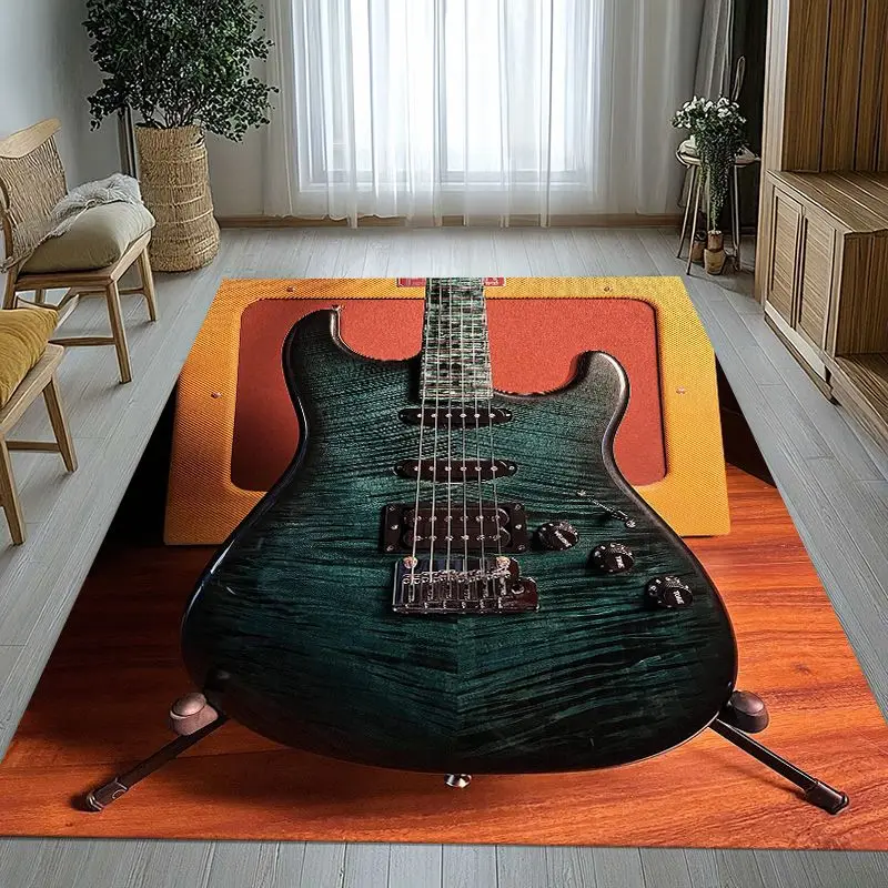 Fender Guitar Theme Rock Music Soft Non-Slip Large Area Rug for Living Room,Bedroom Playroom Carpet Mat for Sofa,Home Decor Gift