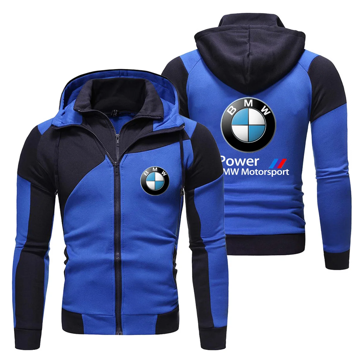 New Fashion BMW Printed Minimalist Jacket BMW Spring Men's Comfortable Casual Cutdoor Double Zipper Jacket BMW Top Hooded Jacket