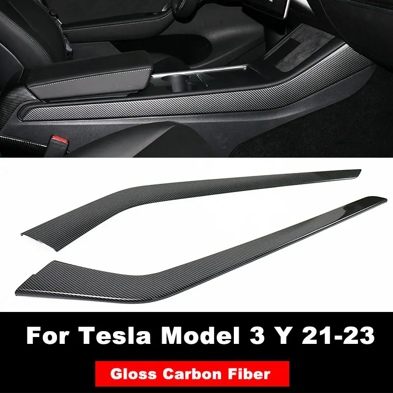 Center Console Side Cover For Tesla Model 3 2016-2023 Model Y 2020-2024 Car Carbon Fiber ABS Trim Accessories Protection