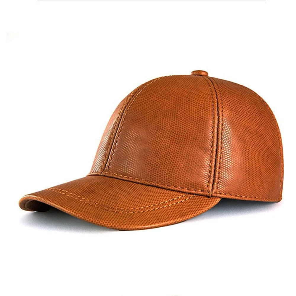 LA SPEZIA Winter Cap Man Real Leather Baseball Cap Men Women Cowskin Adjustable Dad Hat for Men Burgundy Black Brown Coffee Blue