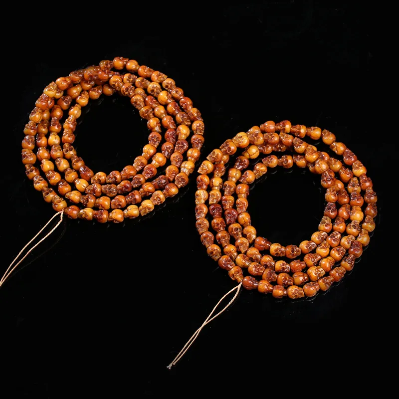 Yak bone carved Buddhist prayer  108  handmade DIY semi-finished plain beads