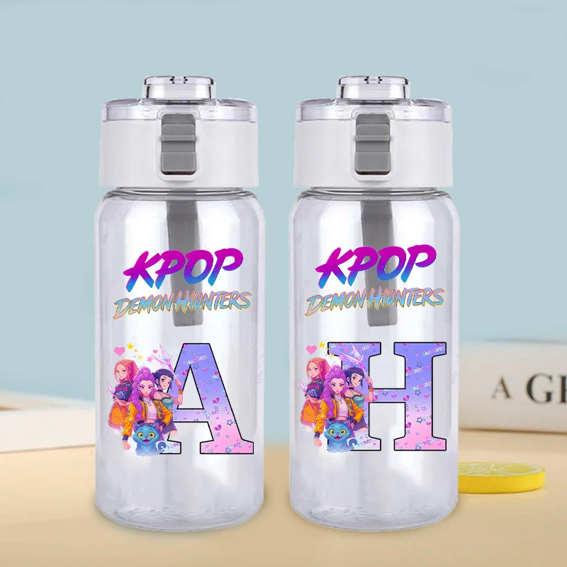 600 مللي KPop شيطان الصيادين زجاجة ماء شفافة الكرتون رسالة مطبوعة أكواب الطلاب المحمولة موضة كوب ماء رياضي الهدايا #1