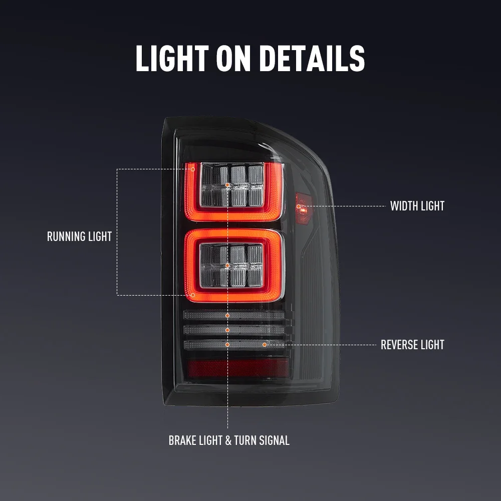 زوج من أضواء خلفية LED لسيارة شيفورليت سيلفرادو 07-13 عكس الفرامل تحول إشارة التوصيل والتشغيل مجموعة مصابيح الذيل الخلفي للسيارة #3