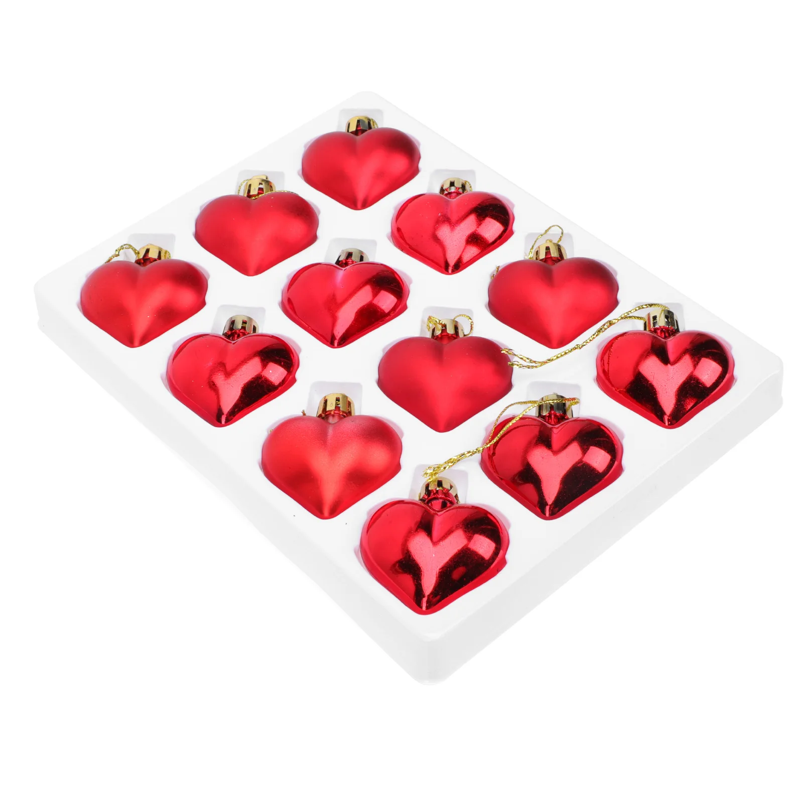 

12 Pcs Heart Shape Balls Plastic Material Reusable Shatterproof Decorative naments Valentine Hanging Decorations
