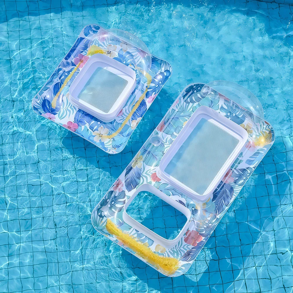 Inflatable Sequin Water Floating Bed with Mesh  Adults Lounge Chair Swimming Pool Float PVC Floating Raft Beach Water Party Toy