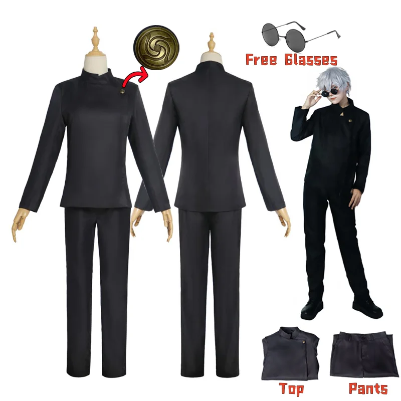 Dunkelblaue High School Gojo Satoru Cosplay Kostüm Brille Anime Jujutsu Kaisen Cosplay Halloween Outfit Anzug für Männer