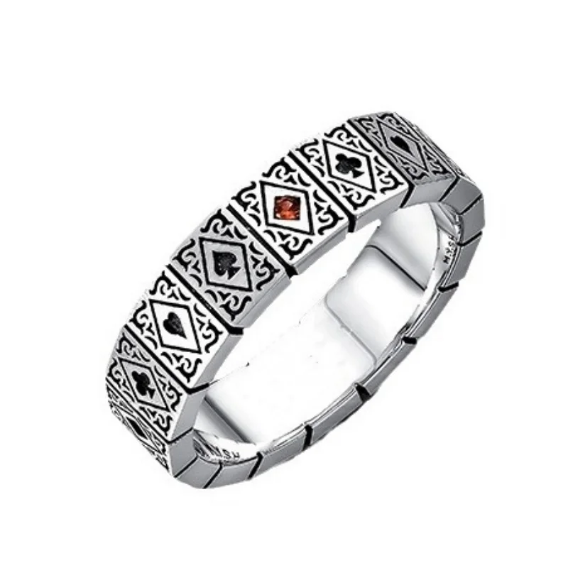 Buyee Paarring aus 925er-Sterlingsilber, eleganter offener Poker-Ring für Damen und Herren, modisch, einzigartiger feiner Schmuck, Kreis