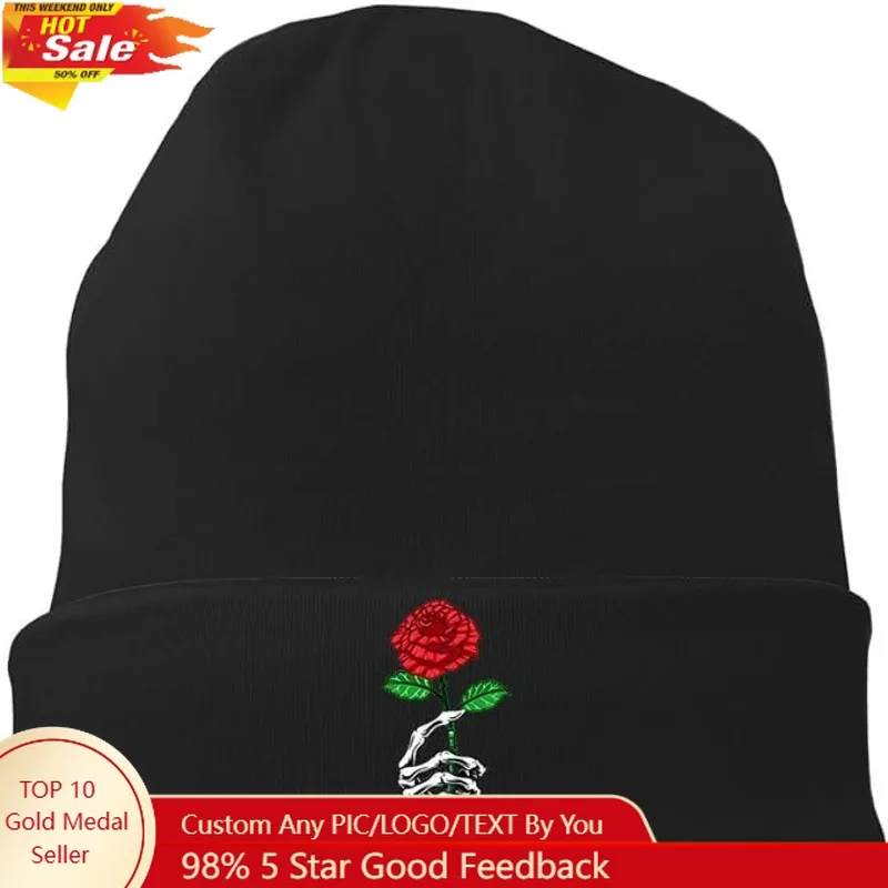 

Skull with Flag Black Beanies for Men Caps, Classic Women Warm Beanie Hats for Boy Lightweight Kint Hat Skull Caps