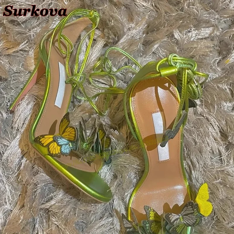 Summer New Bow High Heels Round Toe Stiletto Cross Strap Flower Leather Sandals Fashion Party Banquet Dress Buty damskie 42