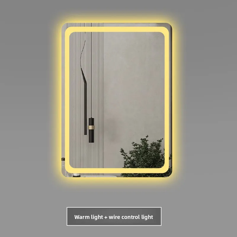 

LED Lights Front and Rear Luminous Plug-in Full Body Mirror Vanity Stylish Square Smart Bathroom Mirror Washstand Makeup Mirror