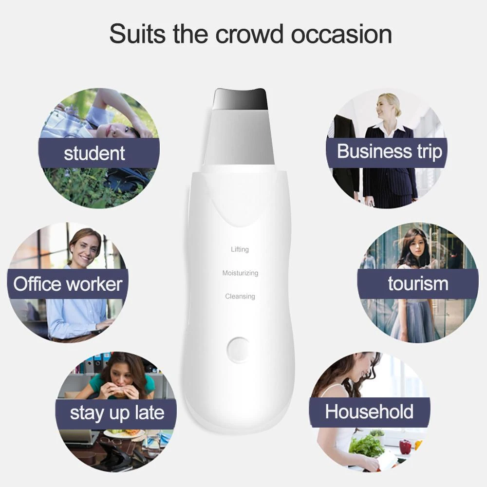 Épurateur de peau électrique à ultrasons, spatule vibrante pour le visage, dissolvant de points noirs, Lifting du visage, nettoyage, soins de la peau à ultrasons