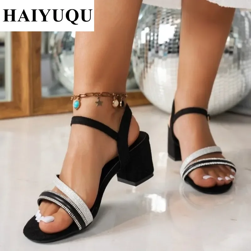 Summer Women Sandals Crystal High Heels Shoes Brand Chunky Slippers 2025 Trend Designer New Flip Flops Shoes Dress Pumps Ladies