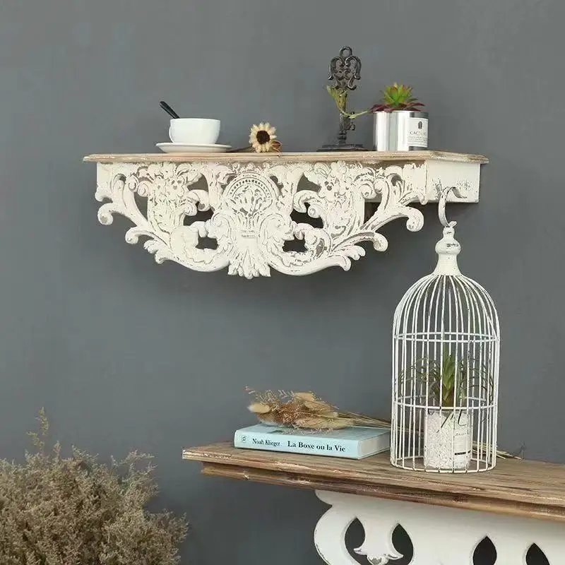 American Vintage Wall Hanging StorageCreative Living Room Decoration Artistic Bedroom ShelfOrganizer Rack Stylish Home Decor