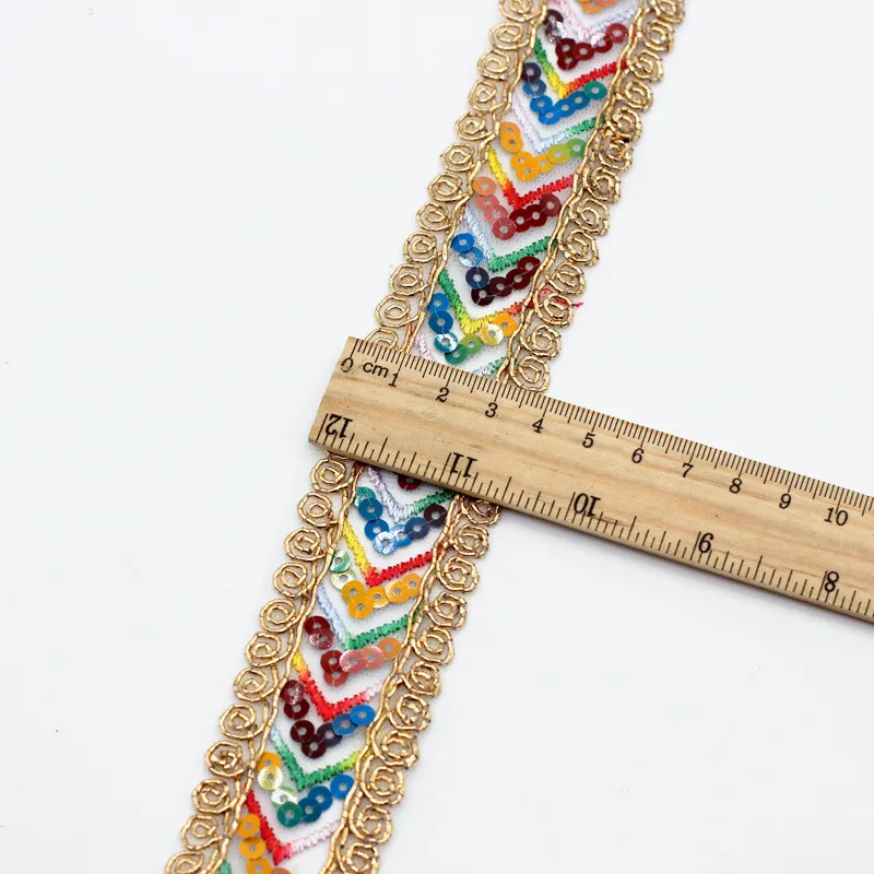 1 Yard Ethnic Embroidered Webbing Trim DIY Handmade Sewing Ribbons Clothing Decorative