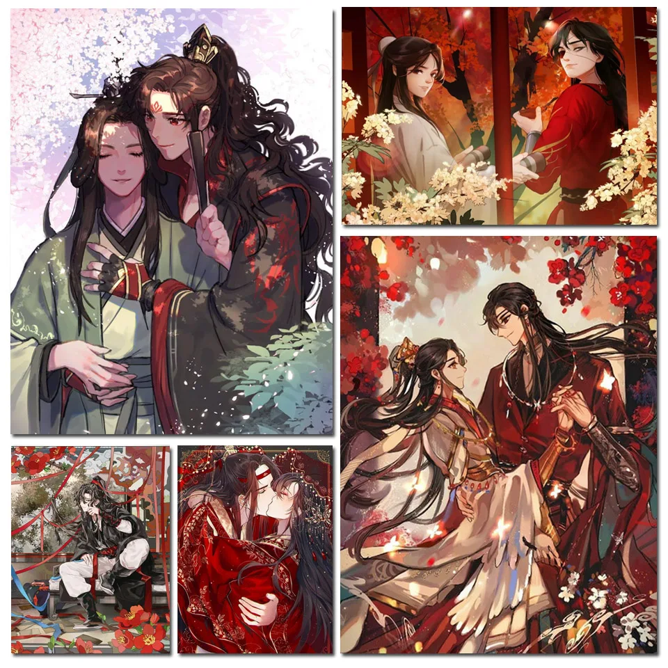 5D Diy Diamond Painting Anime Tian Guan Ci Fu Full Rhinestone Embroidery Mosaic Art Cross Stitch Kit Home Decor New Arrival 2023