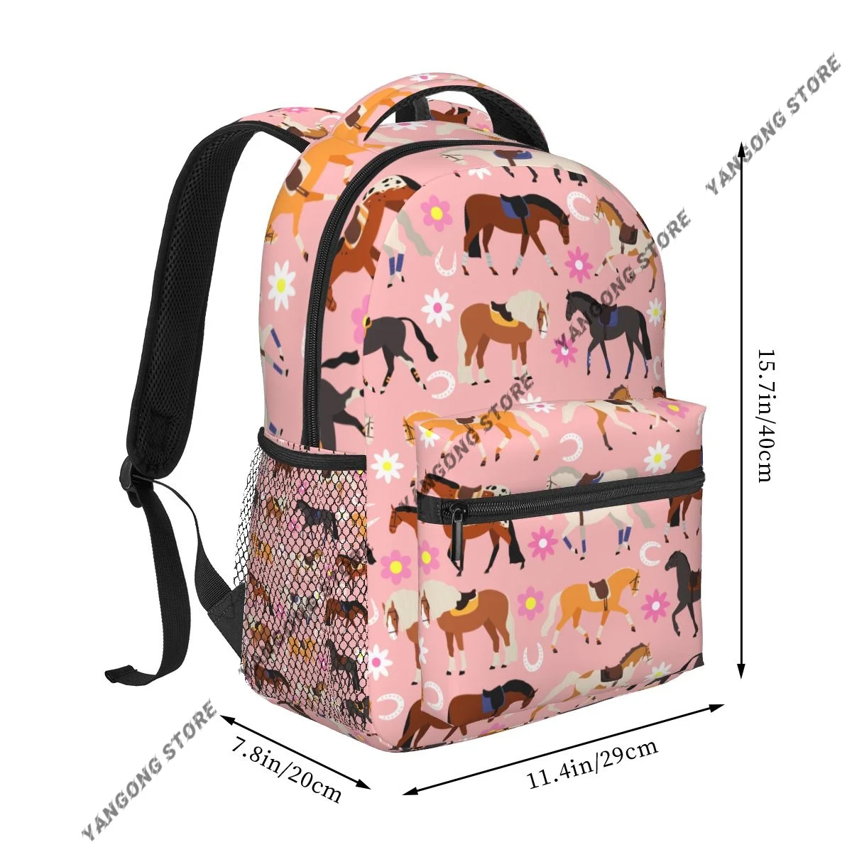 Fashion Backpack Women Men Unisex Students Backpacks Horses Racing Flowers Farm Domestic Animals Travel bag Bookbag