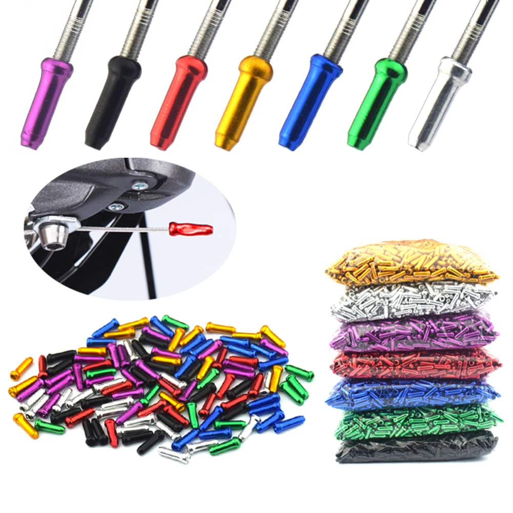 

50 Pcs/Lot Bicycle Brake Wire Tail Cap Aluminum Alloy Bicycle Brake Shifter Cable Line End Protection Cover Cycling Accessories