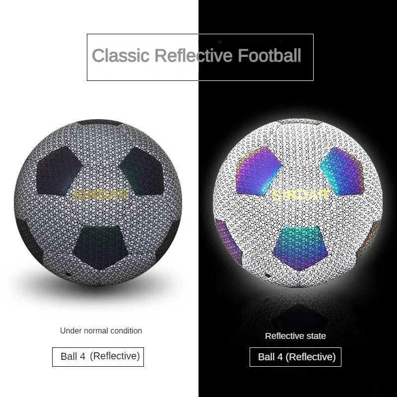 반사 야광 축구 사이즈 5 스티치 축구 PU, 내마모성, 게임 훈련, 야광 형광 축구