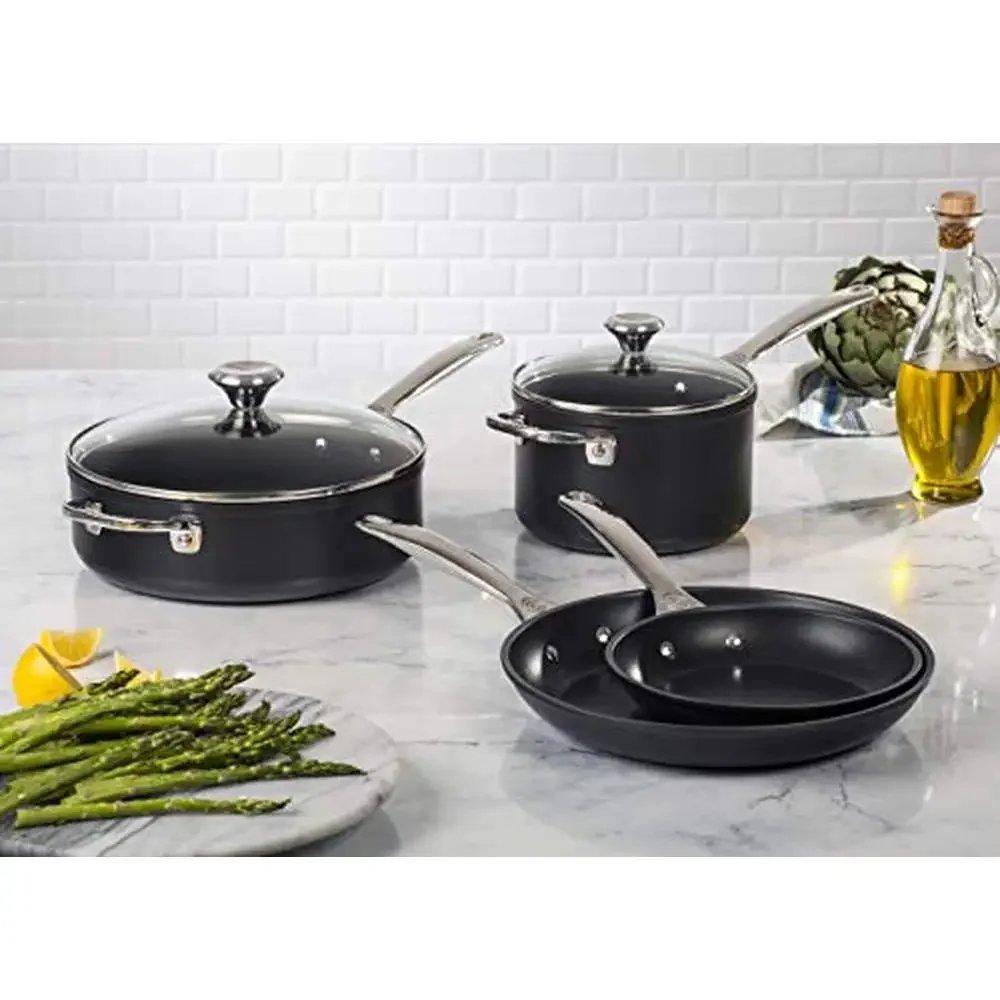 6-Piece Toughened Nonstick PRO Cookware Set Triple-Reinforced Surface Textured Interior Quick Heating Oven-Safe up to 500°F