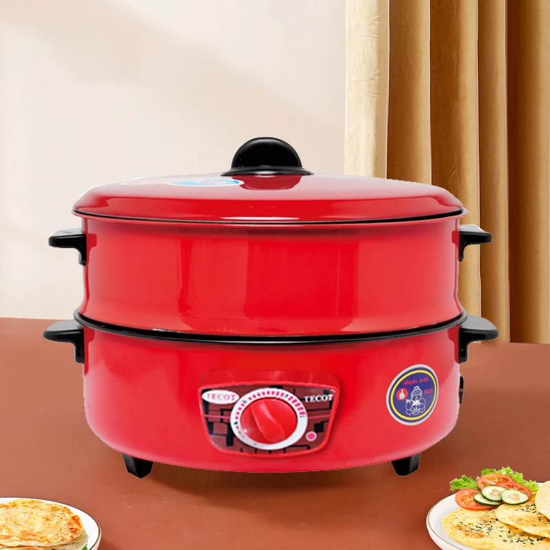 2.4L/4L 赤マルチクッカー単層電気ポット 1-2 人家庭用ノンスティックパン鍋炊飯器調理家電