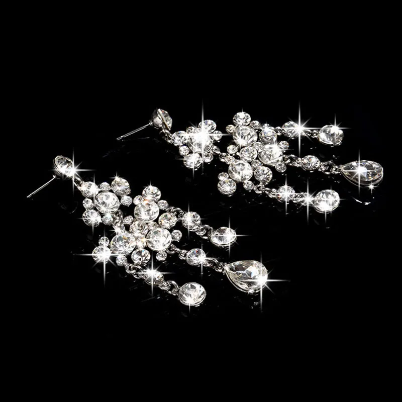 Charming Bride Necklace Earrings Rhinestone Jewelry Sets Light And Screen Setting Difference Suitable For Almost Any Hair Styles