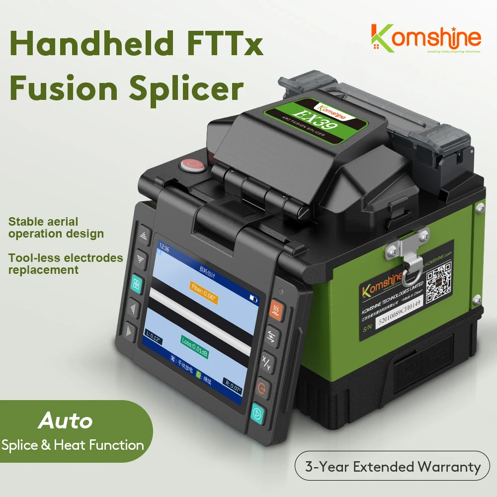 Komshine-Fiber Optic Fusion Splicer, Auto ARC Fiber Splicing Machine, Optical Welding Machine, EX39