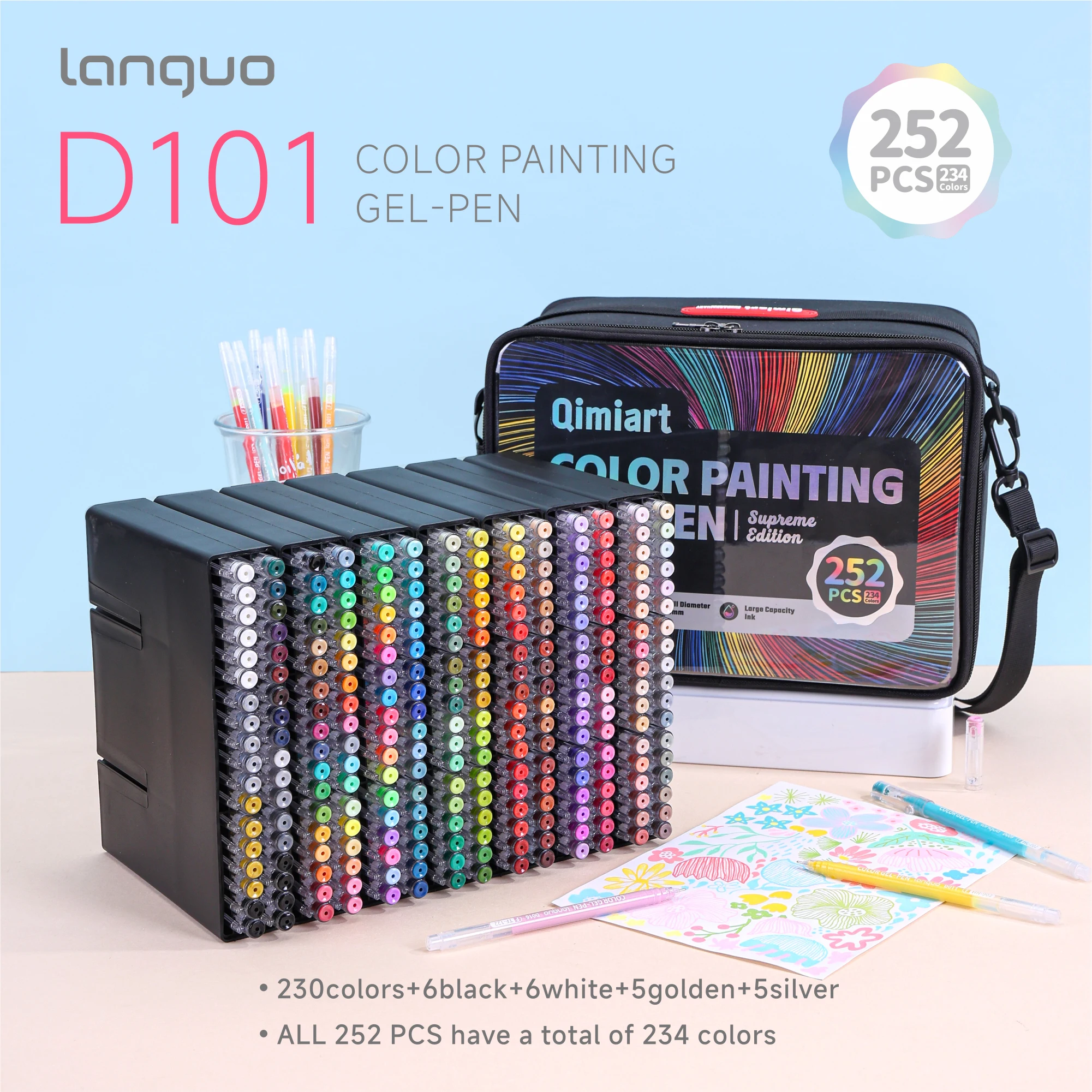 Languo 234colors/252 PCS Multi-Color Handbook Pen 0.6mm Morandi Color Gel Pen Marker Pens Set School Office Supplies Stationery