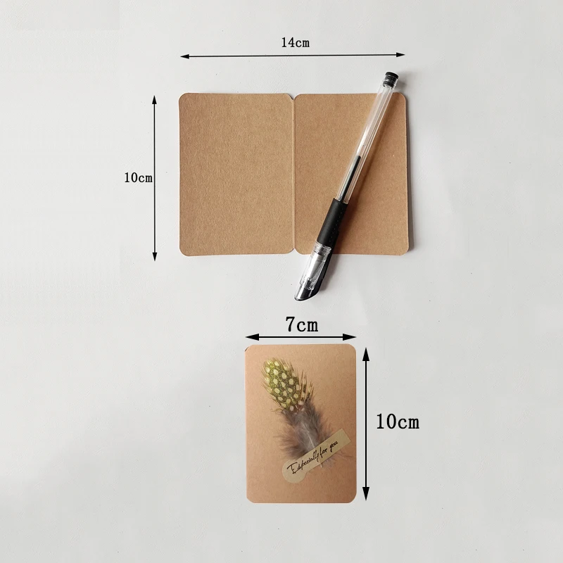 1Pcs Feather Blank Greeting Card 7x10cm Foldable Invitations for Wedding Guest Business Party DIY Paper Especially for You Card