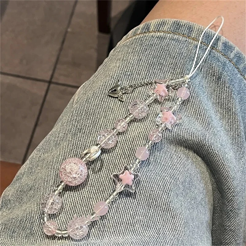 Ins Style Sweet And Cute Versatile Mobile Phone Chain Star Mobile Phone Pendant Pink CCD Pendant Bow Camera Pendant