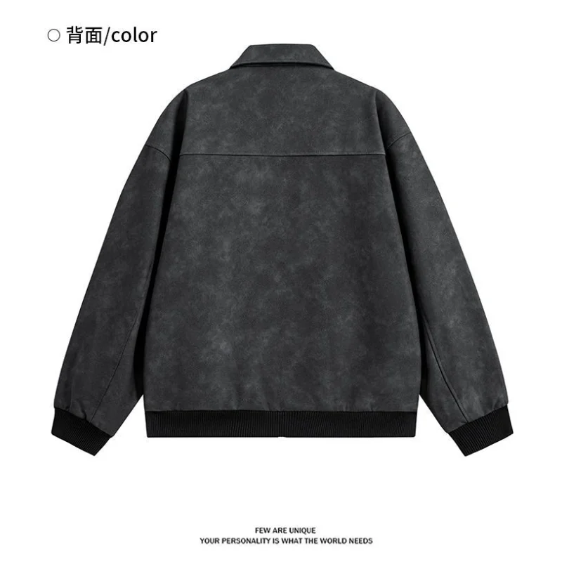 جديد ربيع الخريف العصرية ملابس خارجية متعددة الاستخدامات بدلة العمل سترة جلدية للرجال من جلد الغزال