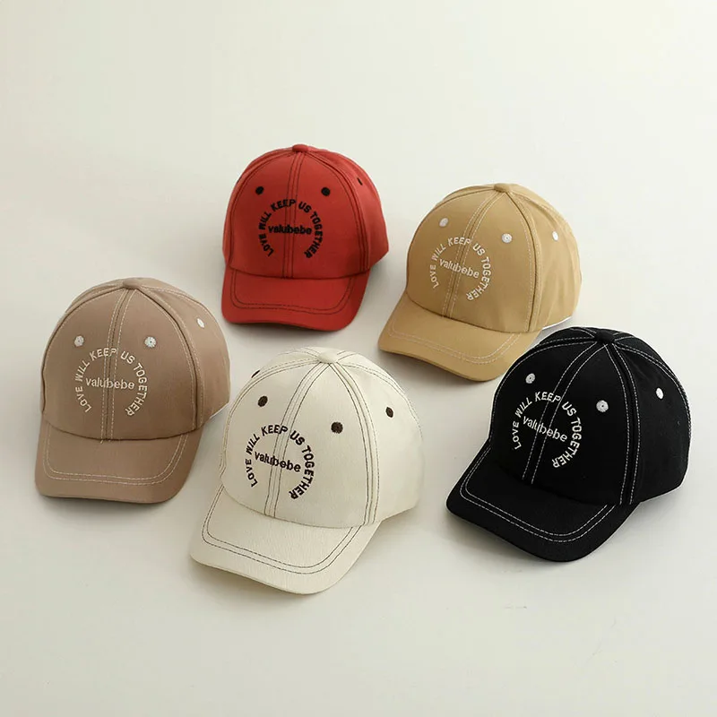 موضة الأطفال بطة اللسان قبعة التطريز رسالة الاطفال قبعة بيسبول الصلبة القطن الطفل ظلة قناع 2-6Year فتاة بوي قبعة رياضية