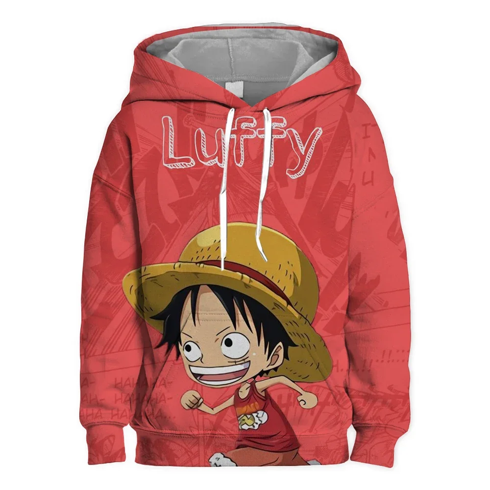 

2025 One Piece Luffy Pattern Hoodie 3D Printed Hoodie Sportswear Fashion Creative Fun Street Wear Children's Hoodie Boy Pullover