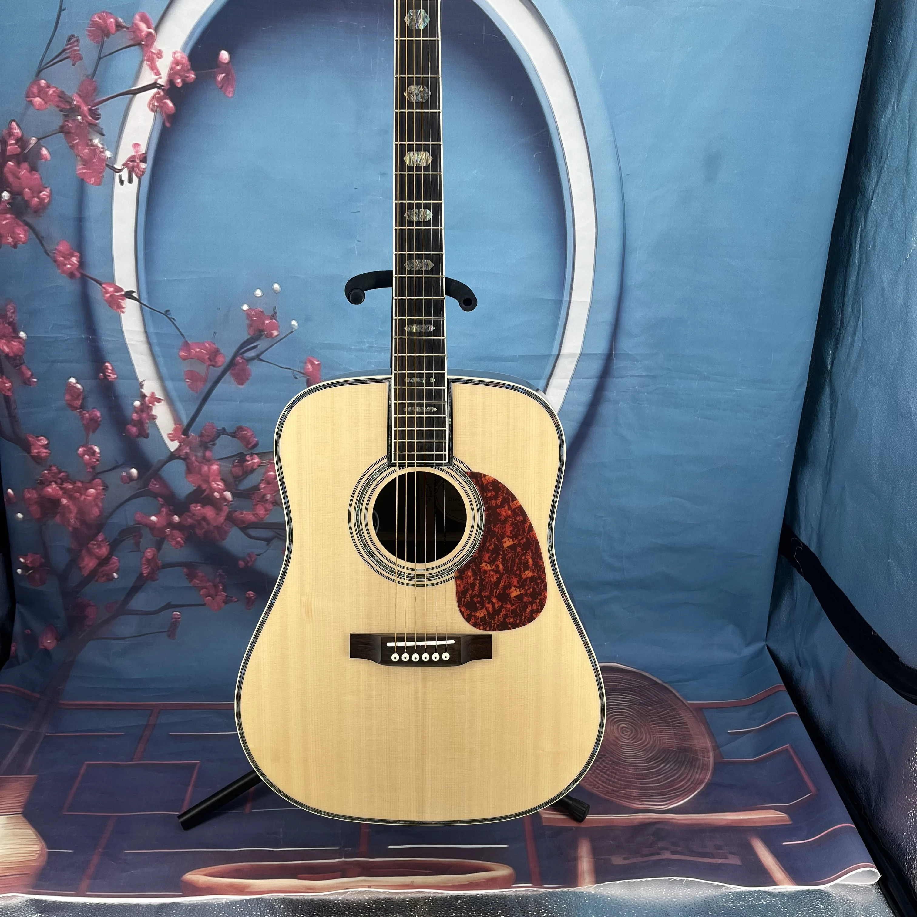 US Warehouse Custom D45 Dreadnought Acoustic Guitar Solid Spruce & Rosewood Tortoise Shell Pickguard Gold Hardware Professional Folk Guitar for Recording & Stage