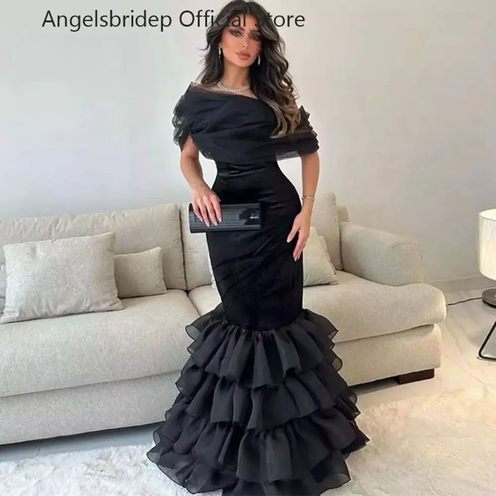 

Angelsbridep Saudi Arabia Mermaid Prom Dresses Organza Skirt Tiered Evening Party Gowns Event Dresses Vestidos De Graduación