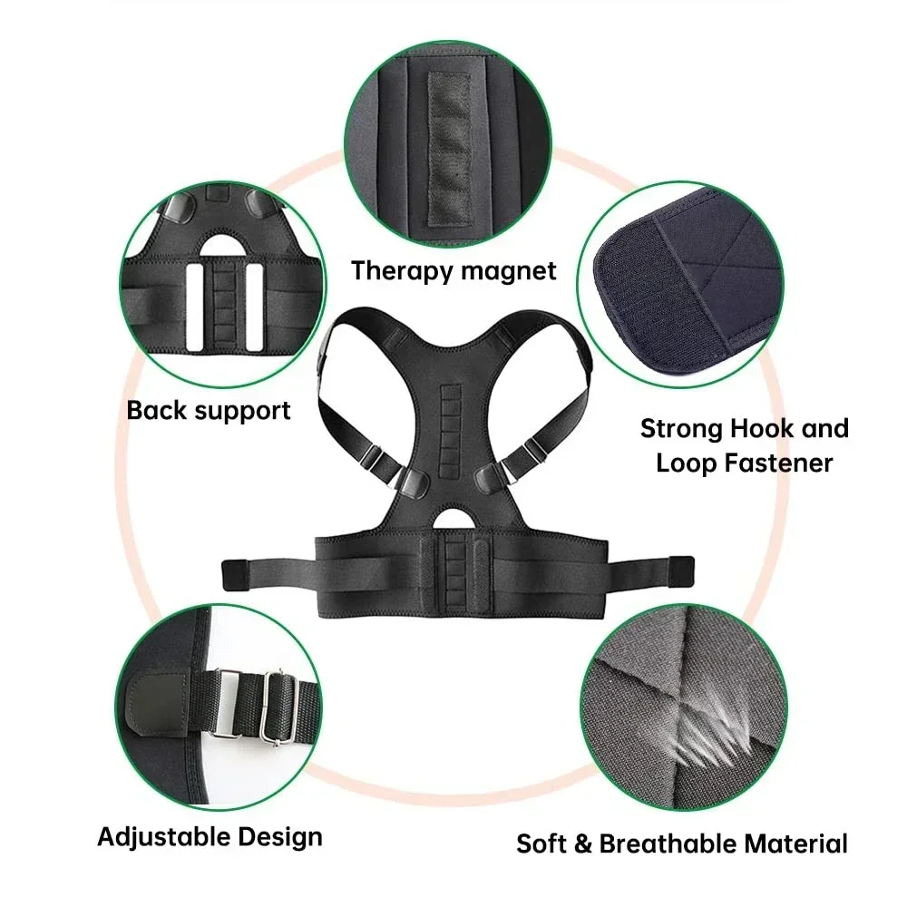 Magnetic Therapy Posture Corrector Posture Corset Shoulder Support Belt for Men Women, Lumbar Back Support Belt Shoulder Posture