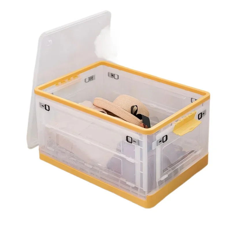 

Folding yellow storage box with lid